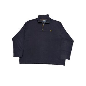 Vintage Polo Ralph Lauren Sweater Men's XL Blue 1/4 Zip Pullover Knit Mens XL